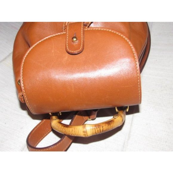 Gucci Drawstring Top Bamboo Line Bamboo Handle And Straps Brown Leather Backpack - Picture 3 of 12